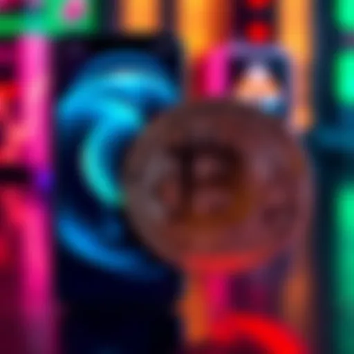 iPhone and Bitcoin Comparison A side-by-side view of an iPhone and a Bitcoin symbol, highlighting their significance in technology and finance.
