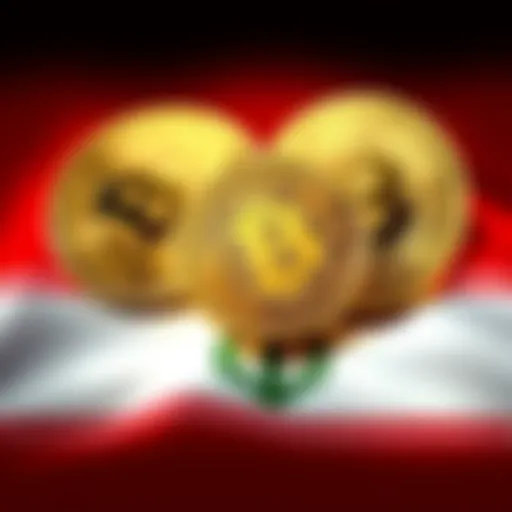 An illustration showing Bitcoin coins overlaying the Iranian flag, symbolizing Iran's use of cryptocurrency to bypass sanctions.