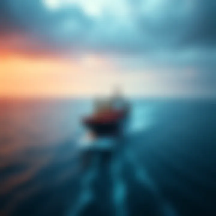 A freighter ship passing through the Strait of Hormuz, signaling the reopening of the waterway during a ceasefire