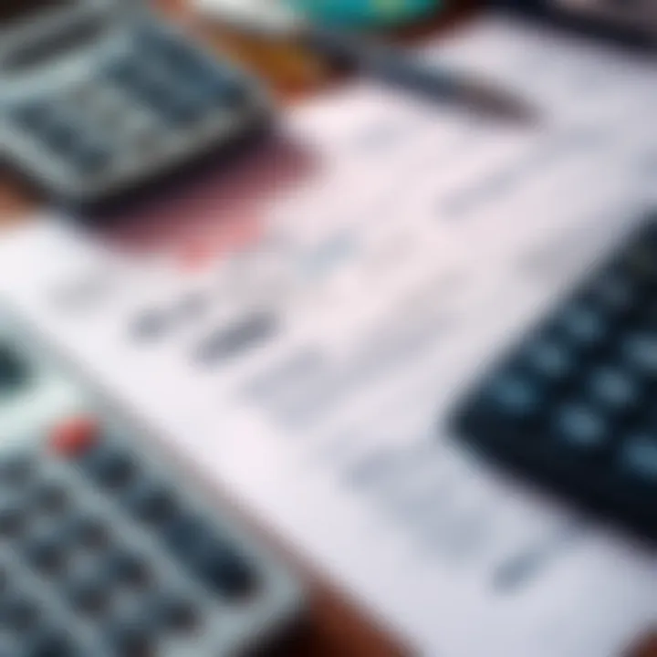 A close-up of an IRS tax form 1099DA with highlighted sections for short and long term proceeds, alongside a calculator and tax documents on a desk