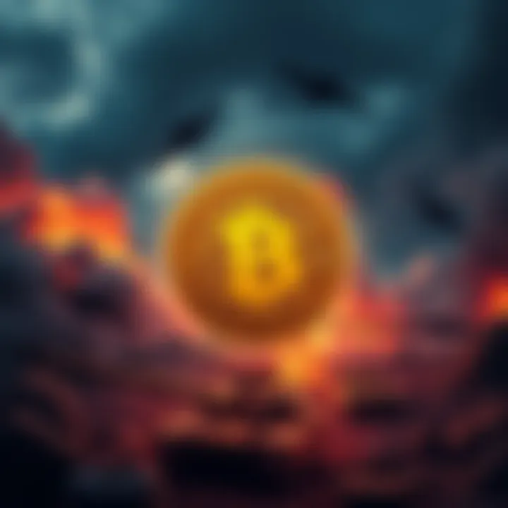 Israel Actions Impact Bitcoin Israeli military operations suggested in a dramatic scene, Bitcoin symbol showing market volatility.