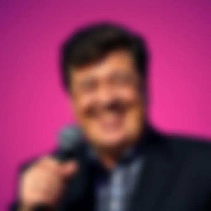 Jackie Gleason smiling Jackie Gleason smiling warmly while holding a microphone, embodying joy and positivity, against a simple background