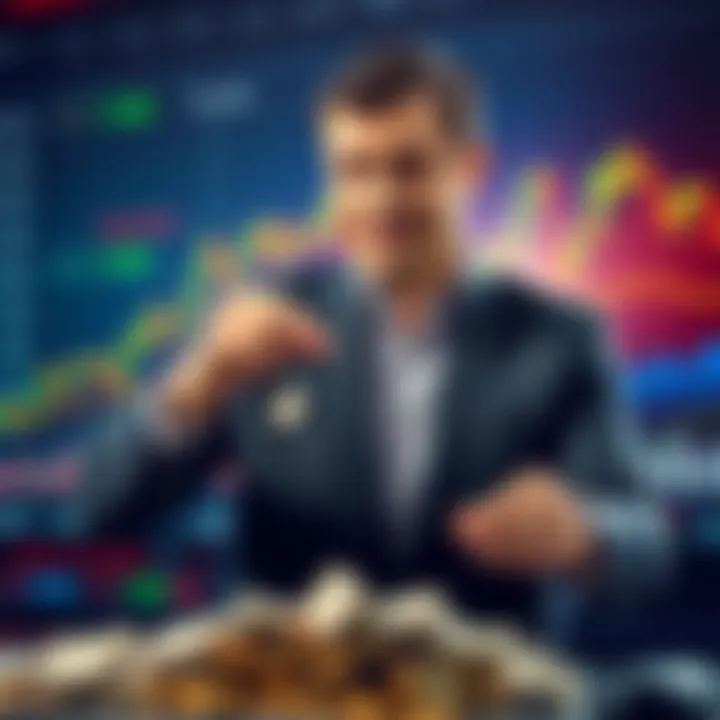 James Grube adding shares to his investment portfolio with a financial graph in the background