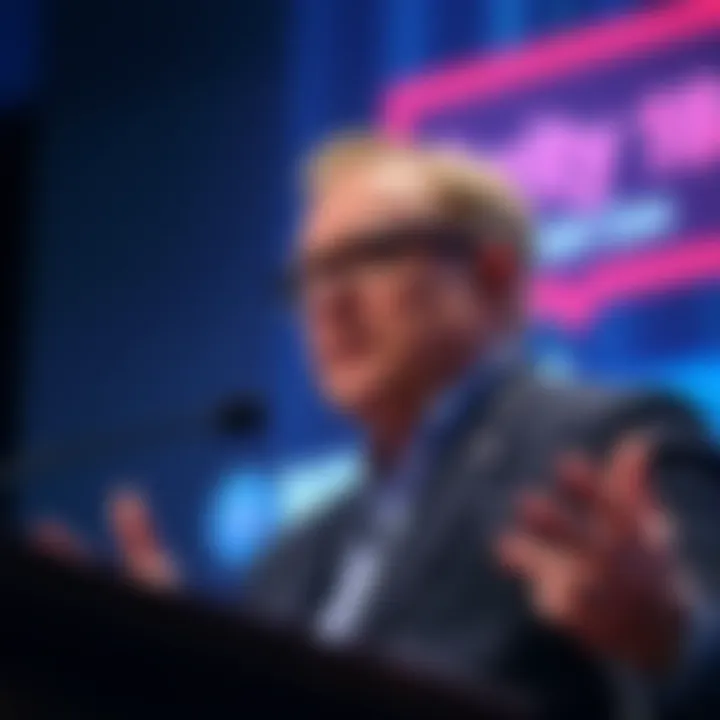 Jamie Diamond speaking at a financial conference Jamie Diamond expressing opposition to the CLARITY Act during a speech at a conference