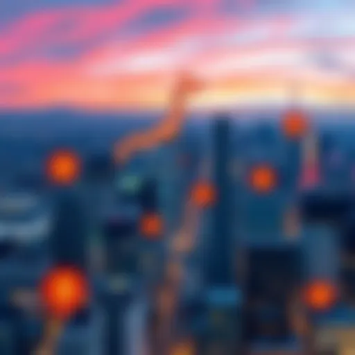 A skyline view of Tokyo with digital currency symbols overlayed, illustrating Japan's new crypto trading laws