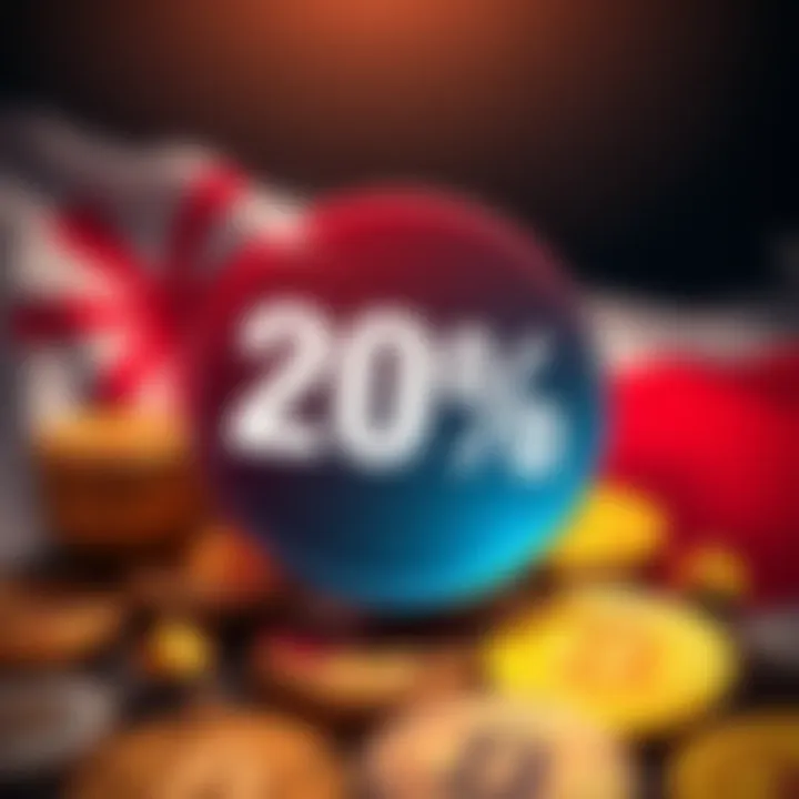 Japan 20% Flat Tax on Cryptocurrency A graphic showing a flat 20% tax symbol overlaid on cryptocurrency coins with the Japanese flag in the background.