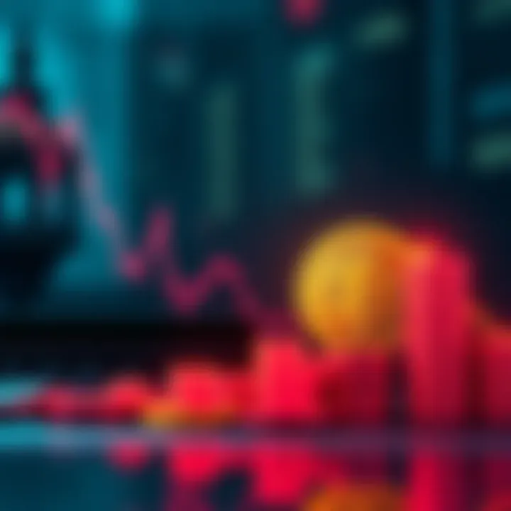 A graph showing rising unemployment rates with a downward trend for Bitcoin prices, symbolizing job losses and market reaction.