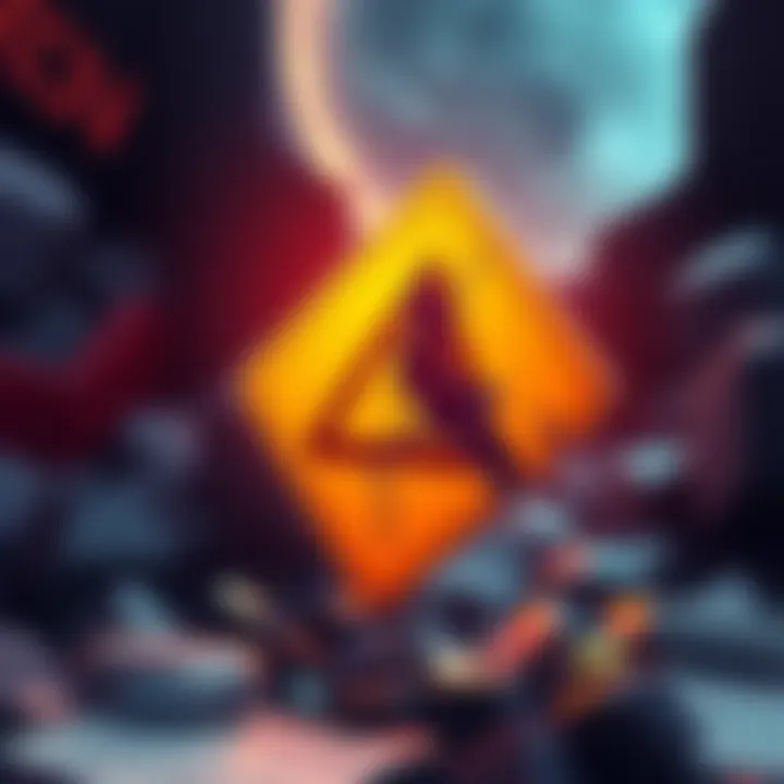 Illustration showing a warning sign next to a broken blockchain icon, symbolizing the $292 million loss in Kelp DAO