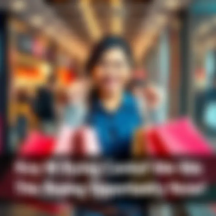 Key Buying Opportunity A person holding shopping bags filled with items, smiling confidently, representing seizing a buying opportunity.