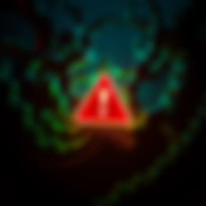 Kraken logo showing a caution symbol indicating potential security threats from dust attacks