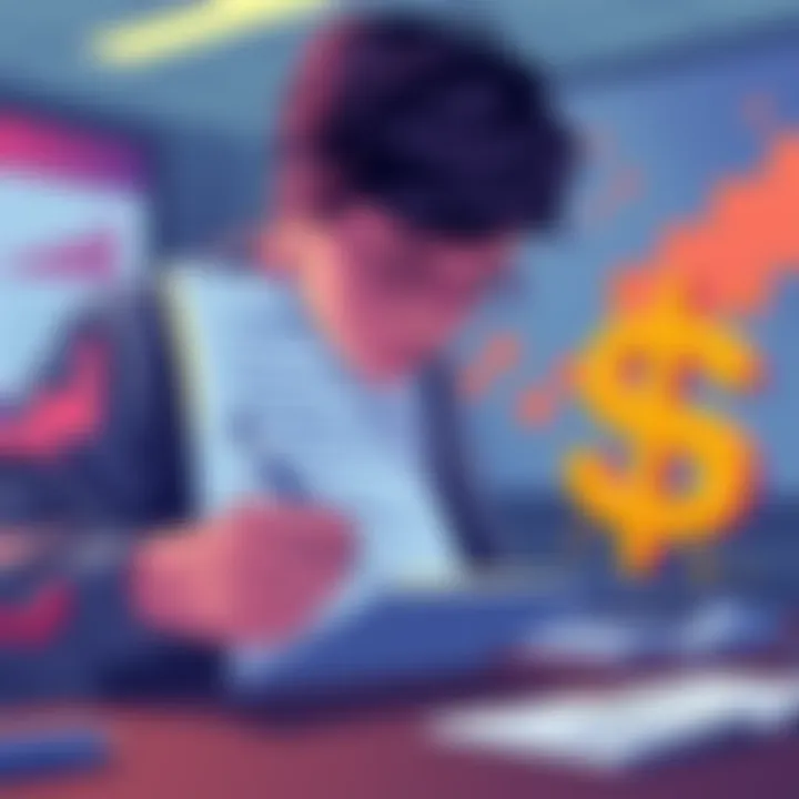 KYC Process Illustration A person filling out a simple form to complete a KYC process, with a dollar sign symbolizing earning $25 beside them.