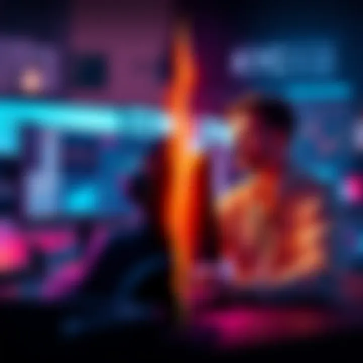 A split screen image showing two contrasting scenes. On one side, a trader at a computer with security symbols and documents representing KYC exchanges. On the other side, a trader enjoying fast trans...