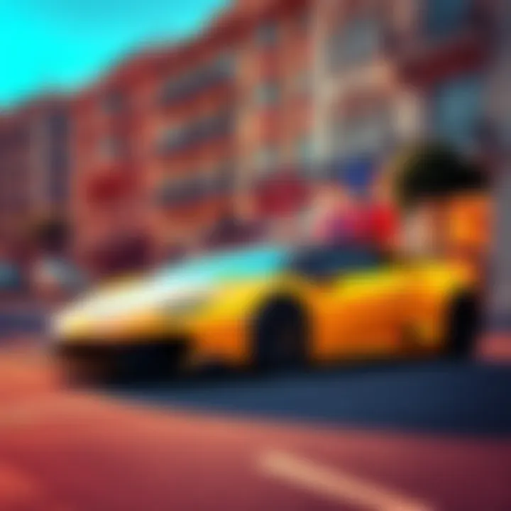 A bright Lamborghini sports car parked on a sunny street in Monaco, attracting attention from passersby.