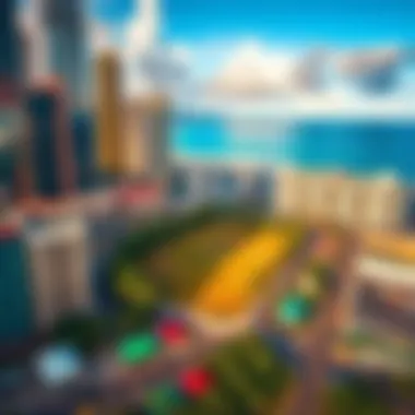Aerial view of a vacant lot in Waikiki, surrounded by busy streets and tall buildings, showcasing the vibrant neighborhood atmosphere.