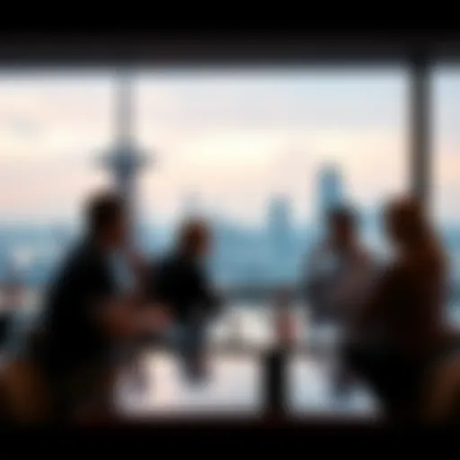 People discussing the price of a famous landmark at a café
