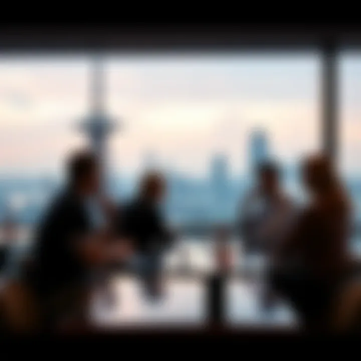 People discussing the price of a famous landmark at a café