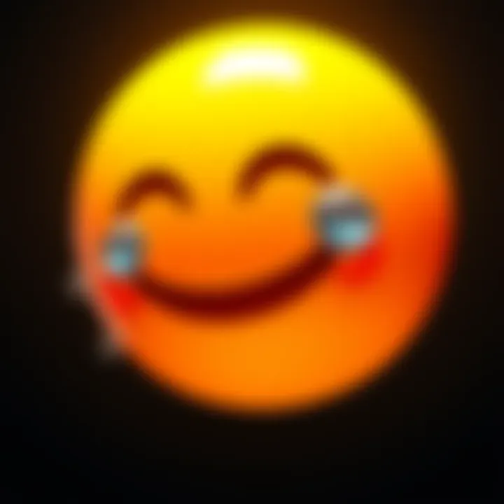 A bright yellow laughing face emoji with tears of joy, symbolizing laughter in digital communication.