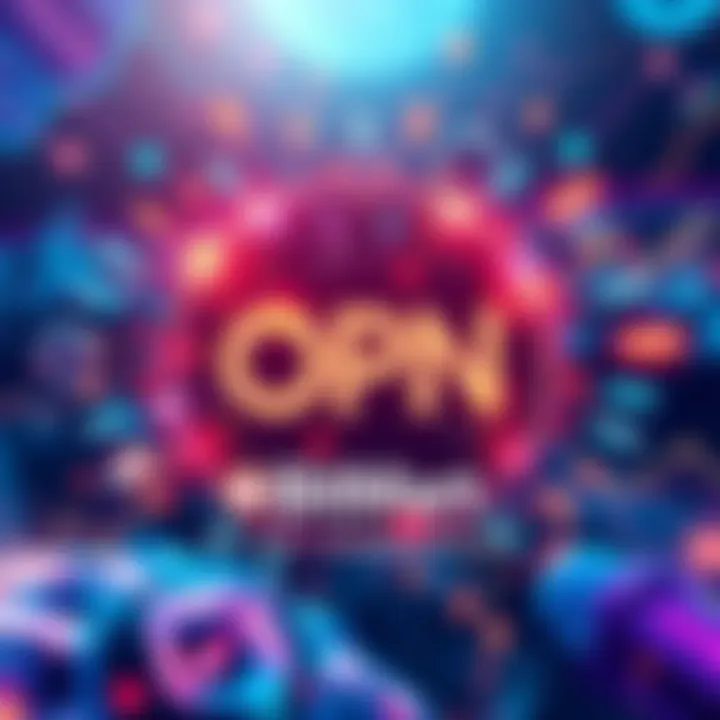 A vibrant graphic showcasing the launch of OPN on BitMart's LaunchPrime. The design features elements representing economic trading and AI technology, symbolizing dynamic market opportunities.