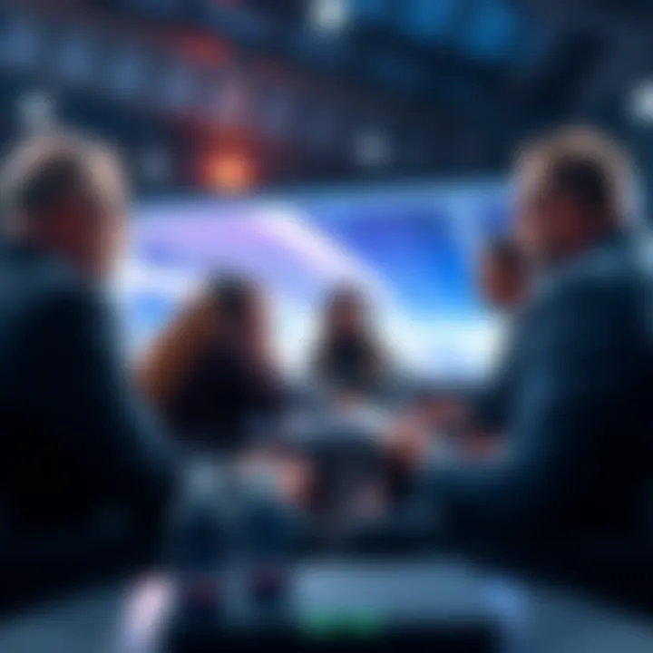 Group of leaders from finance and technology discussing quantum technology and Ethereum at Davos conference