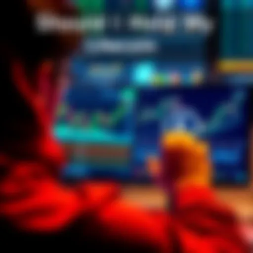A person looking at a computer screen displaying Litecoin market data and graphs