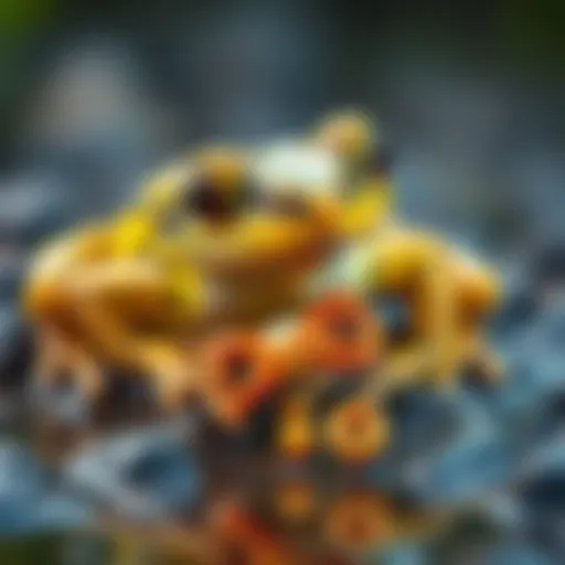 A Long Nose Horned Frog capturing its meal with its unique feeding method.