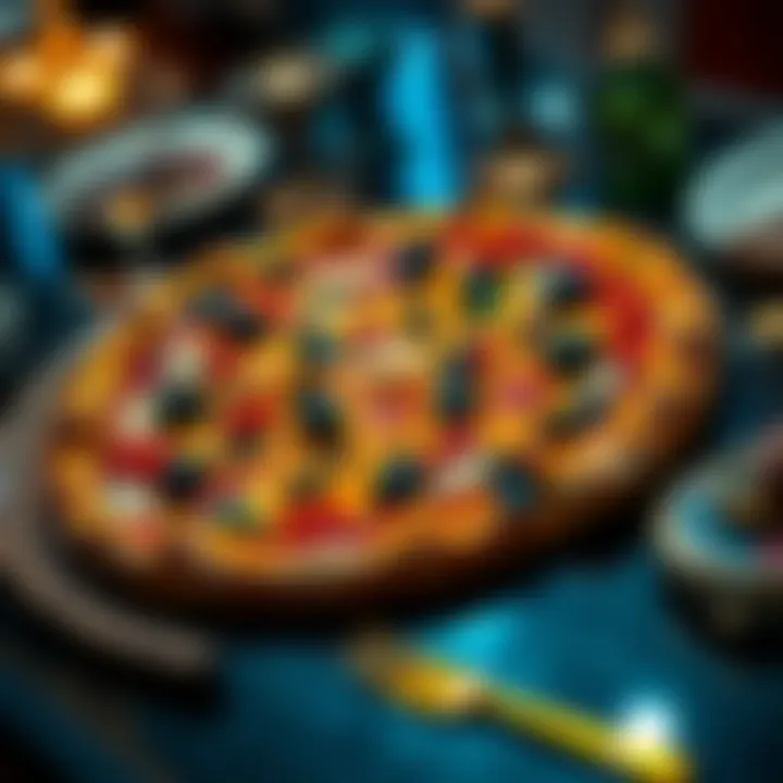 A gourmet pizza topped with gold leaf, rare truffles, and luxurious ingredients, displayed on a fine dining table.