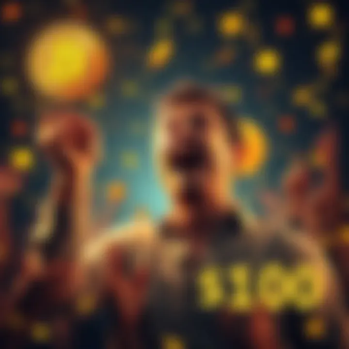 A man joyfully reacts as Bitcoin crosses $100, capturing the thrill of the early cryptocurrency days.