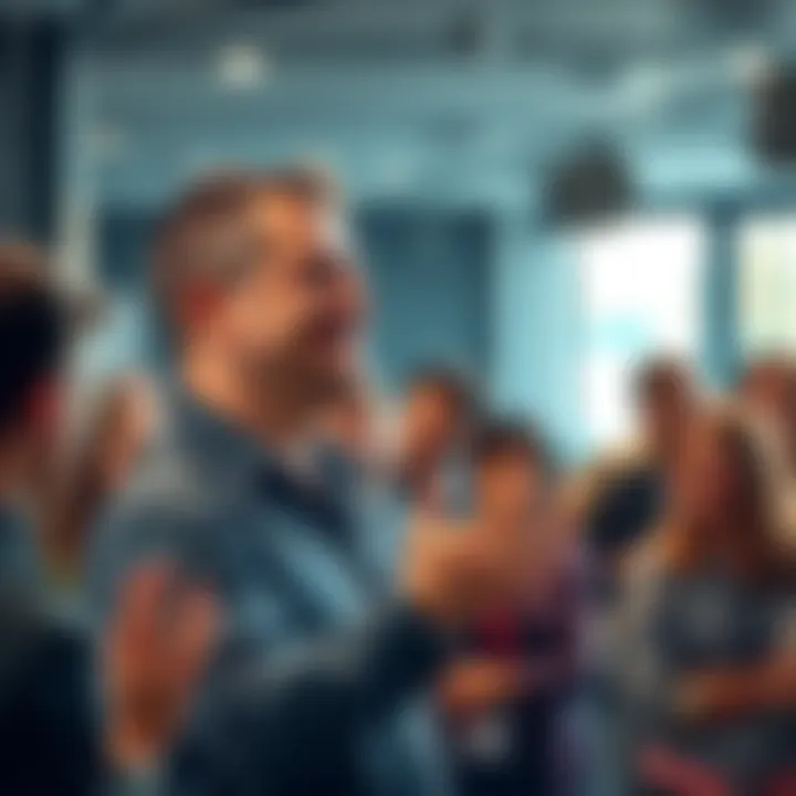 A regular man expresses gratitude to a group of people in a community setting, showcasing appreciation for their encouragement and feedback on Bitcoin investments.