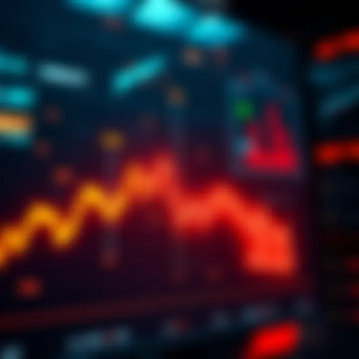 Graph showing a downward trend with an arrow pointing to a forecasted drop