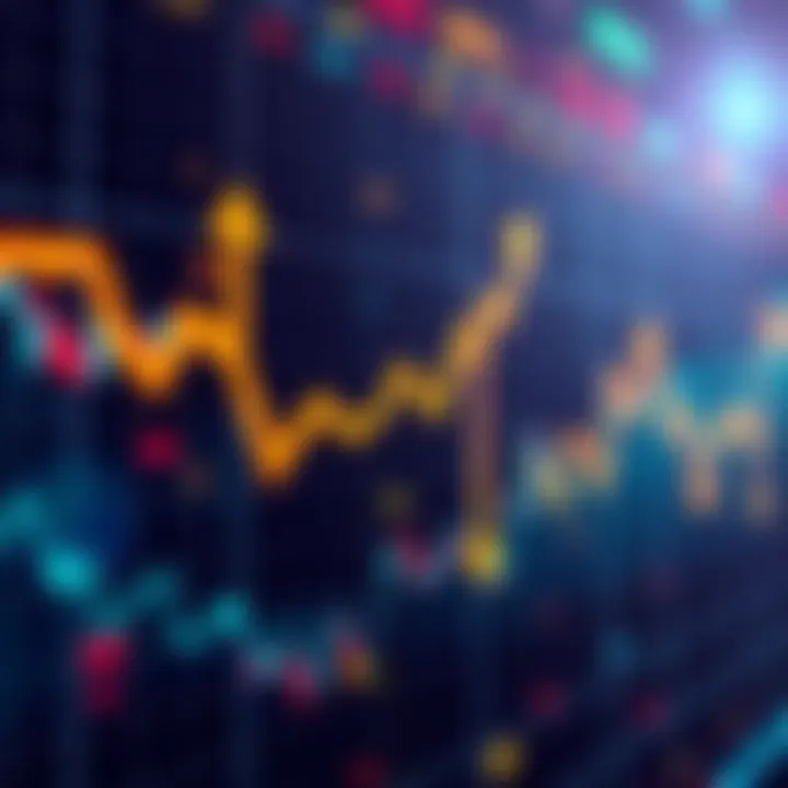 Graph showing current market trends with upward and downward arrows