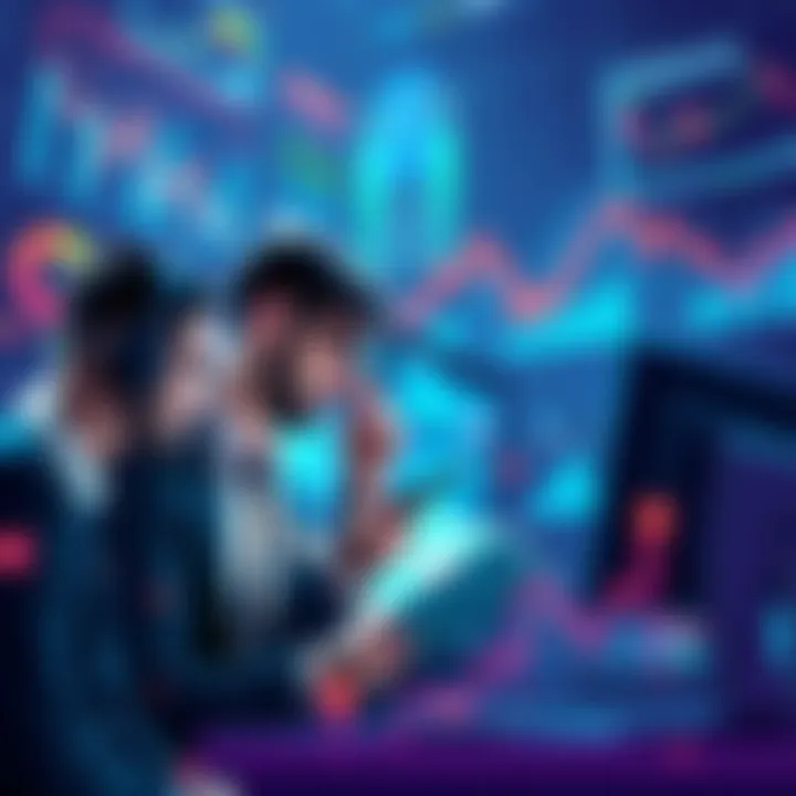 Illustration of traders analyzing market trends with graphs and charts