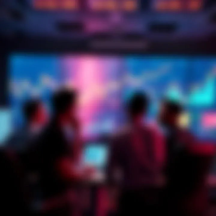 Market Analysts Reacting to Price Surge Group of market analysts discussing and reacting to a recent price increase, with charts and graphs on a screen behind them.