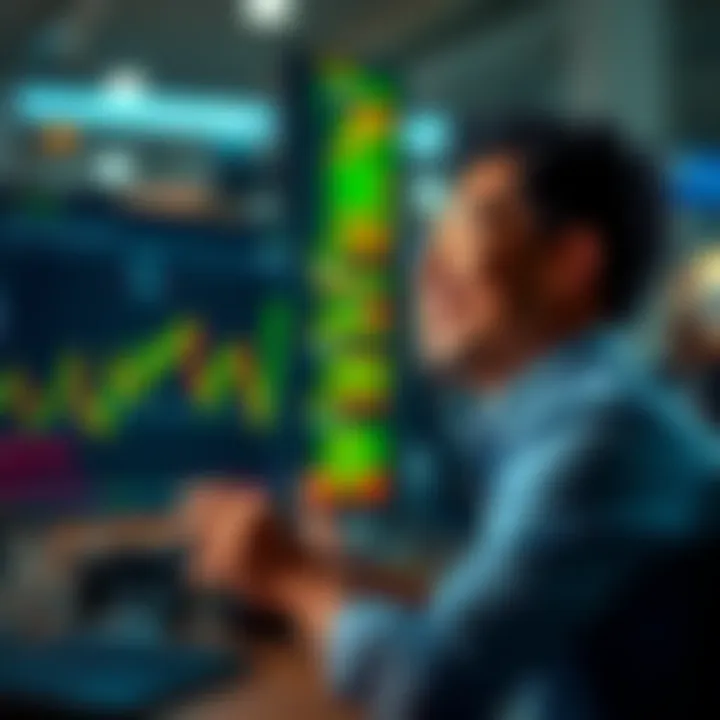 Market Bottom Laugh A person smiling confidently while looking at financial charts on a computer screen, representing optimism about market conditions.