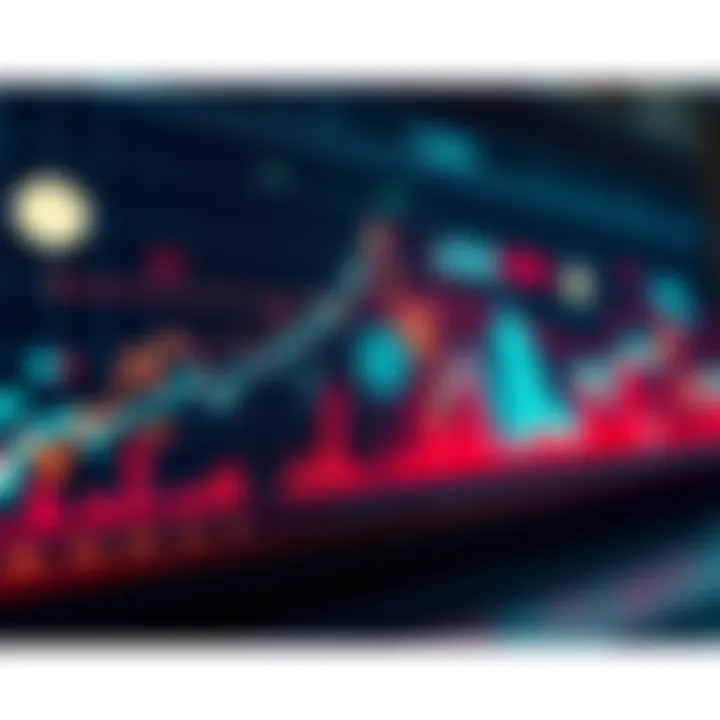 A graph showing a declining market trend with symbols of government policies and market manipulation in the background.