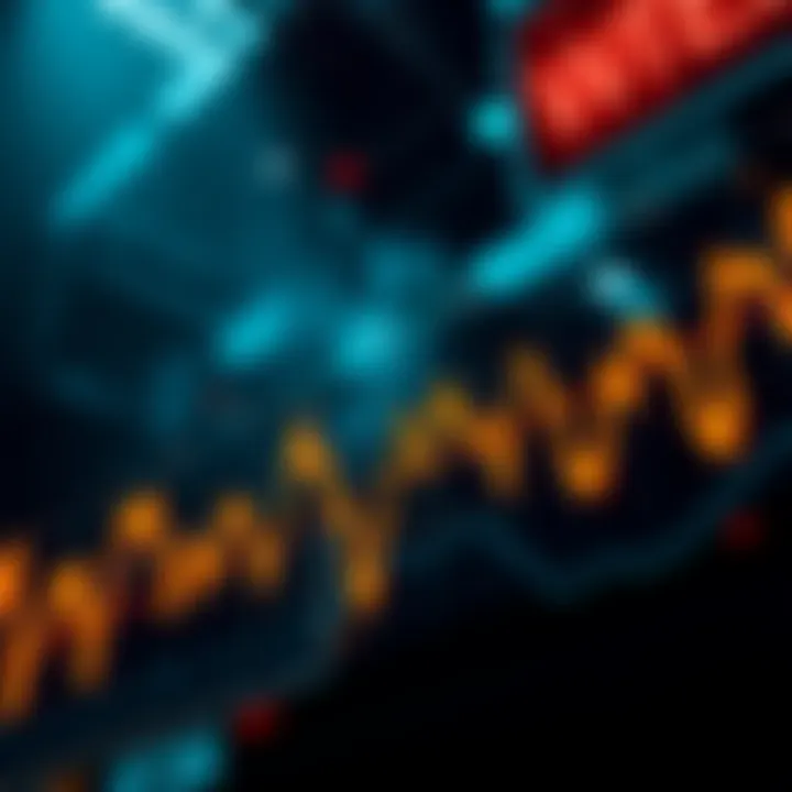 Stock market graph showing sharp decline and liquidations.