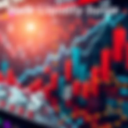A graphical representation showing the increase in market liquidity on a Sunday, with upward trends and financial symbols in the background.