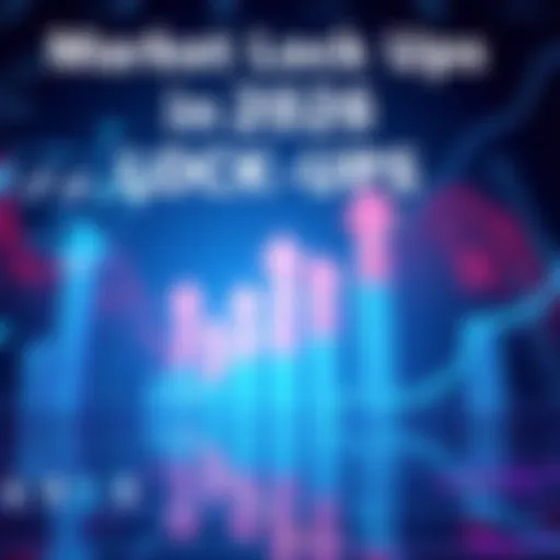 An illustration of rising market trends influenced by multiple lock ups, featuring upward arrows and financial graphs.