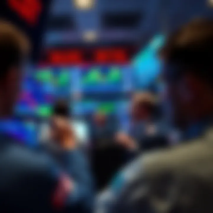 Traders watching screens showing stock market trends and prices during a relief rally.