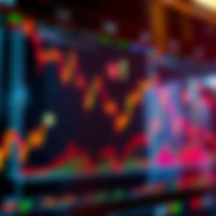 A stock market chart showing declining trends and rising fear indicators with ETF outflow symbols