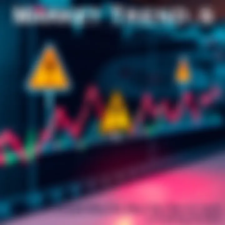 A graph showing declining stock prices with a warning sign, symbolizing market risks.