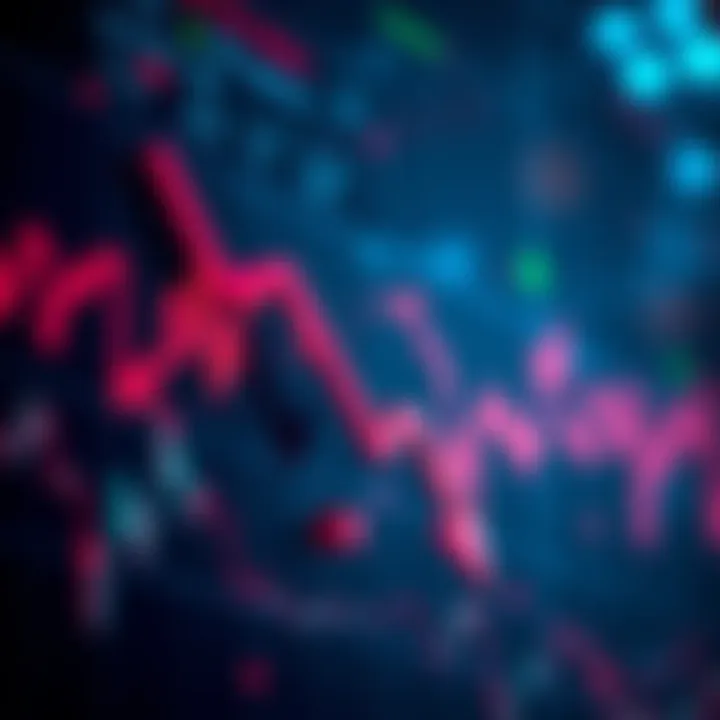 A graph showing fluctuating market trends with an arrow pointing down, symbolizing economic uncertainty and volatility.