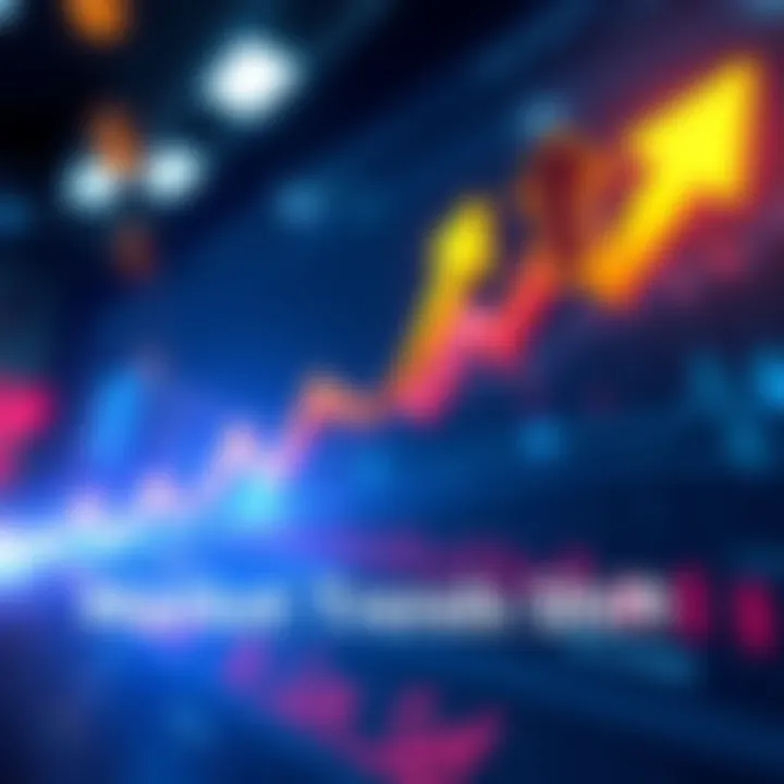 Market Trends Shift A graph showing a rise in market trends with arrows pointing upward, symbolizing growth and change in sentiments.