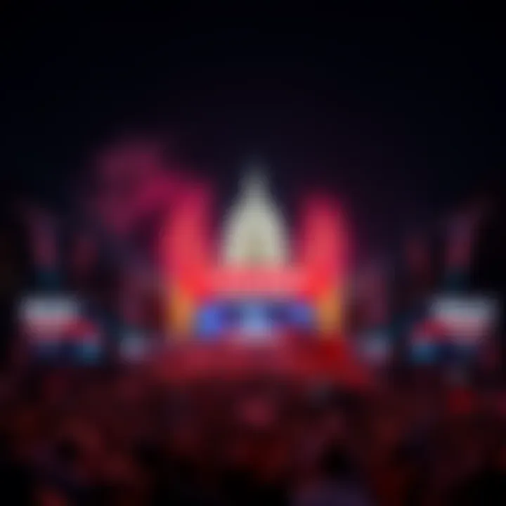 A lively crowd in Washington, D.C. celebrating at a large outdoor event, with banners calling for political change and leadership reform.