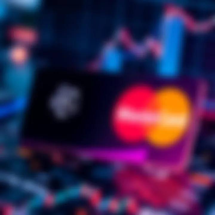 MasterCard logo alongside Cardano logo with graphs showing cryptocurrency growth