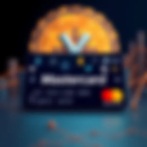 MasterCard logo with symbols of various crypto companies, excluding Hedera