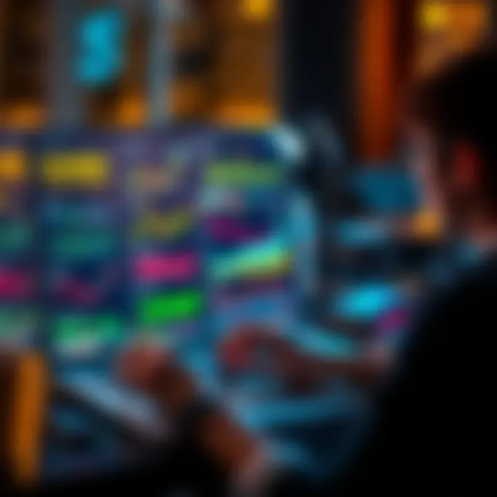 Maximizing Crypto Returns A person analyzing cryptocurrency on a laptop, with charts showing various crypto strategies like lending and staking on the screen.