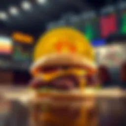 McRib Returning to Menu A McRib sandwich placed on a table with a Bitcoin logo in the background, symbolizing the interest of crypto traders in Bitcoin as the McRib returns.