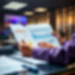 A person analyzing financial documents with charts and graphs on a desk, highlighting investment strategies in a corporate setting.