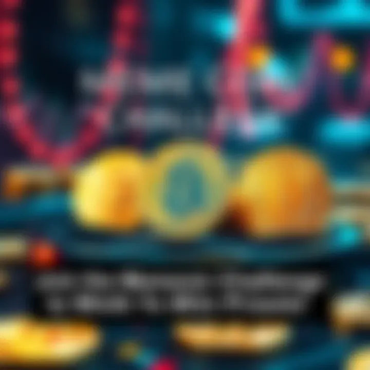 Meme Coin Challenge Promotion Graphic showing meme coins with Bitcoin symbols, highlighting the challenge for participants to earn prizes