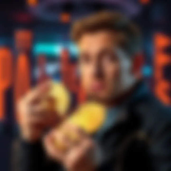 Michael Saylor holding Bitcoin coins, showcasing his significant investment in cryptocurrency